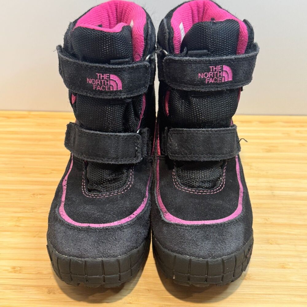 The North Face Girls Black Pink Heatseeker Waterproof Snow Boots Size 2
